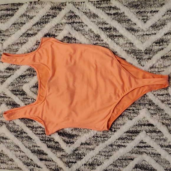 Adidas Women's One Piece Orange Bodysuit w/multicolor Logo Top - Picture 3 of 7